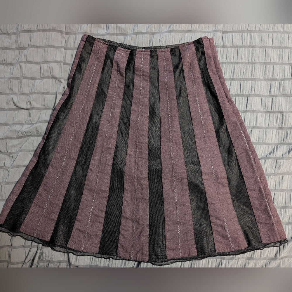 💙 Old Navy 💙 Black and Purple Striped A-Line Skirt